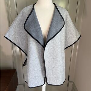 Marc New York Light Gray Women's Open Cape with Black Trim